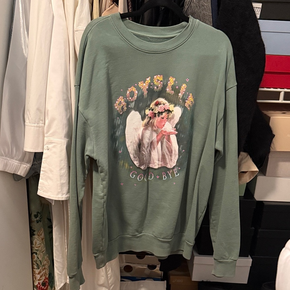 Boys Lie Sage Green Angel Graphic Sweatshirt